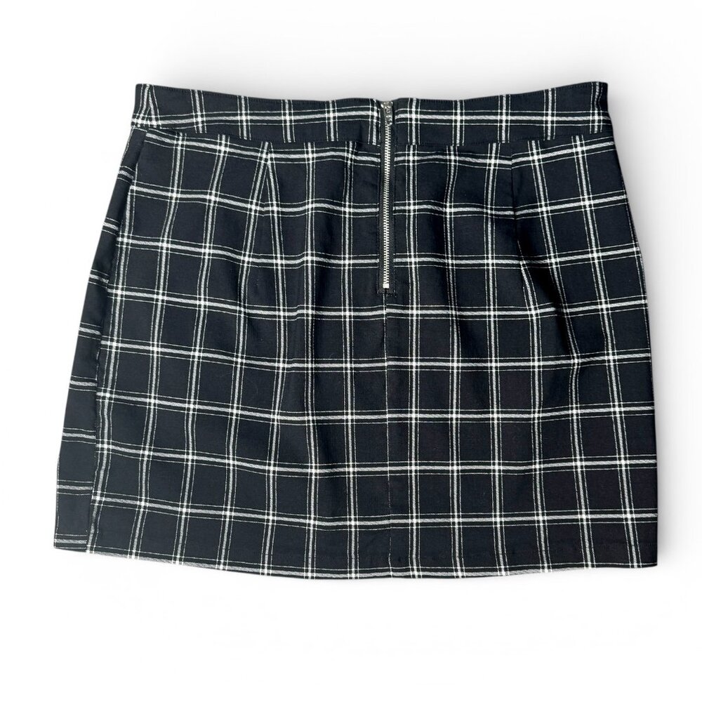 Garage Plaid‎ Mini Skirt Black and White Women's Size XL - Picture 3 of 6